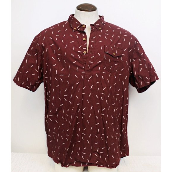 Carbon Men XXL Red Button Harry Shirt Lighting Bolt Pattern Short Sleeve - Picture 1 of 7